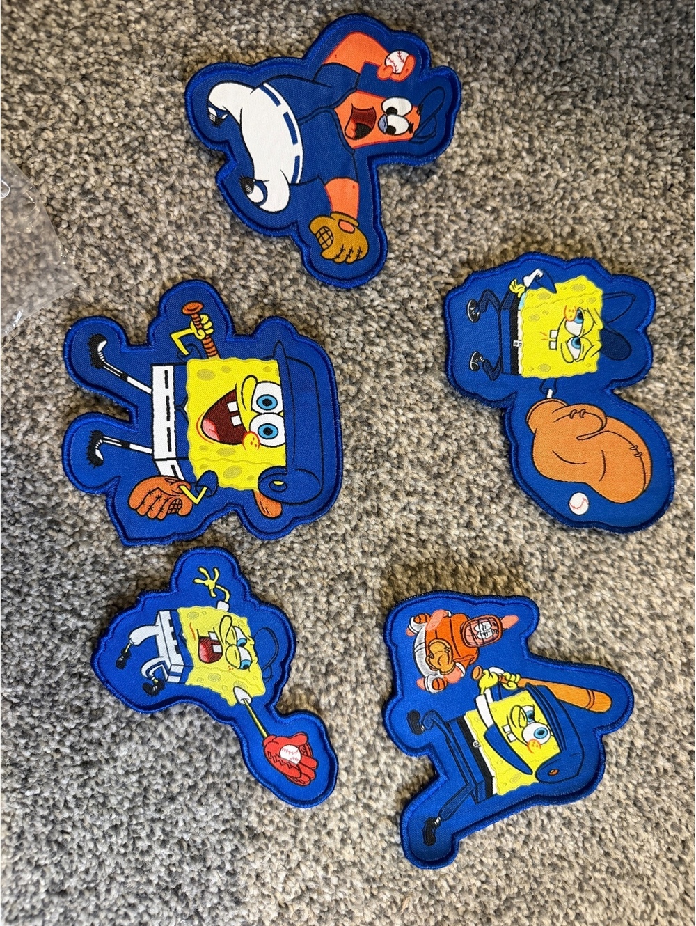 Set of 5 SpongeBob SquarePants Baseball Themed Iron-On Patches